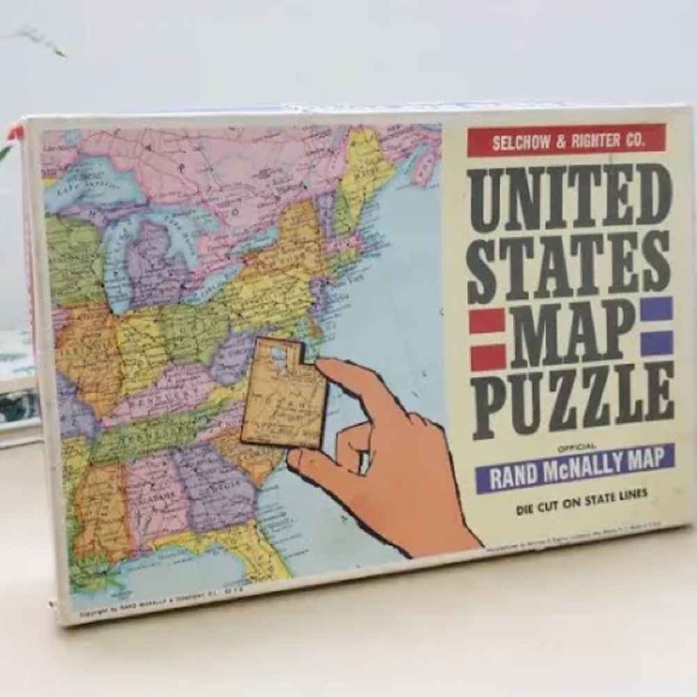 Vintage 1965 Selchow & Righter Co. United States Map Puzzle Rand McNally Edition